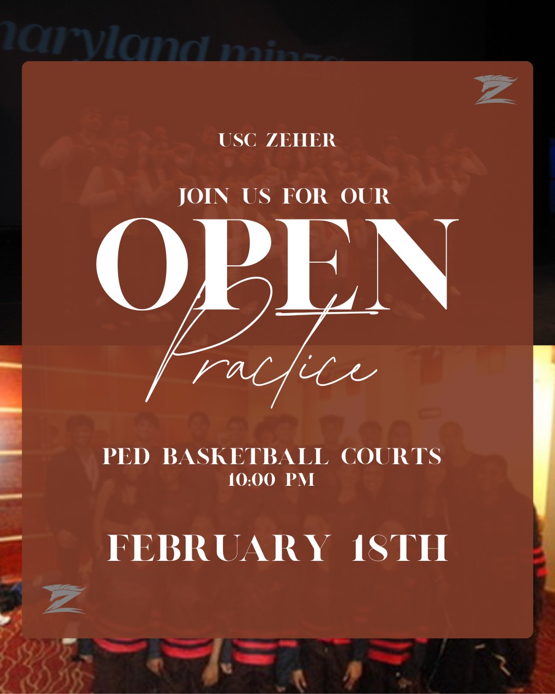 Open Practice promotional graphic inviting new members to an open team practice